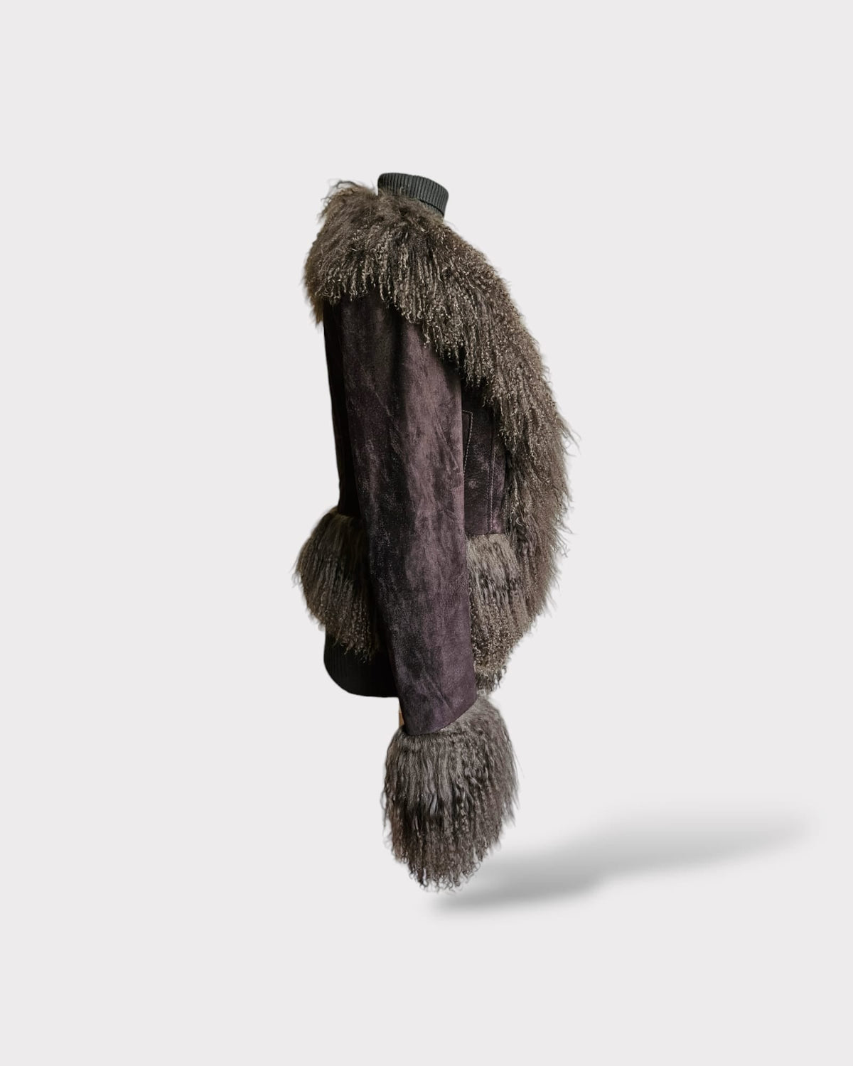 Cropped Shearling Jacket in Khaki #Colour_Khaki