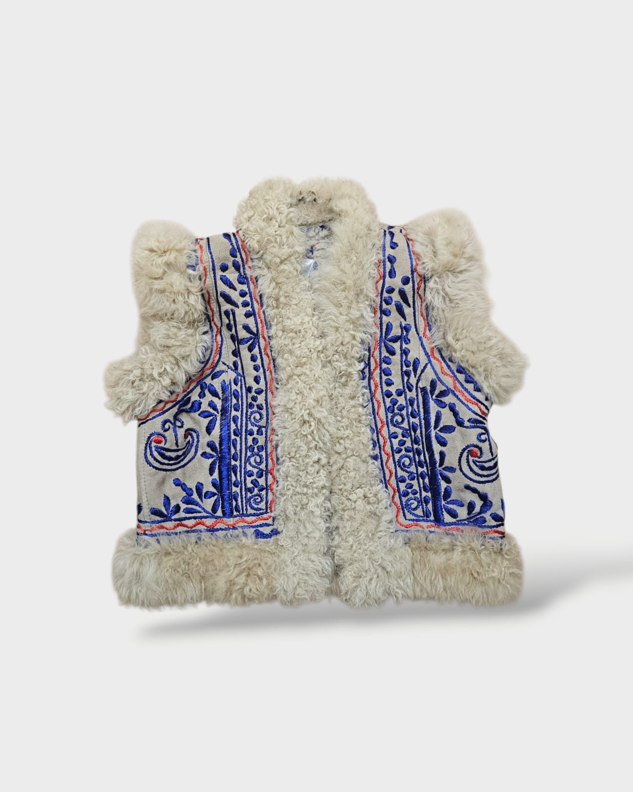 Nasrin Shearling Vest: Afghan Floral Embroidery | Aql&Nafs