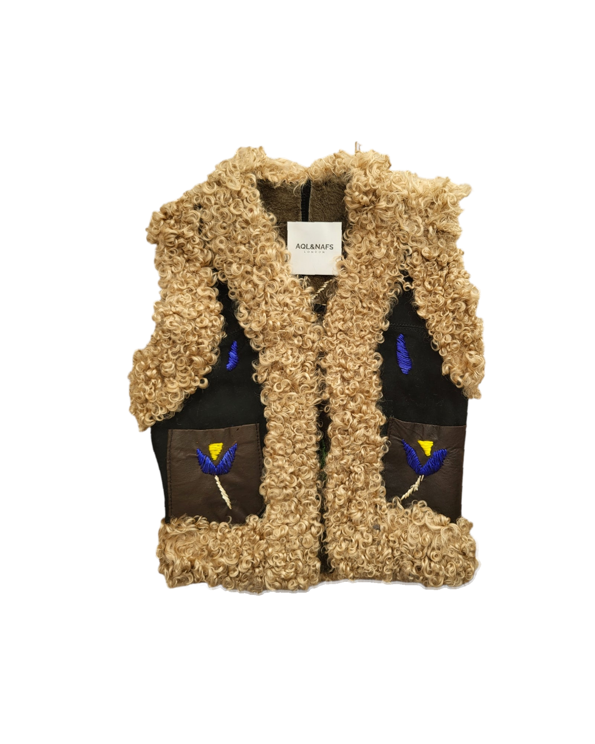 Raem kids Afghan vest by Aql&Nafs in natural lambskin and shearling