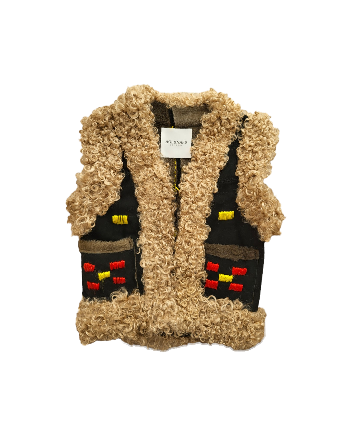 Rumi kids Afghan vest by Aql&Nafs in natural lambskin and shearling