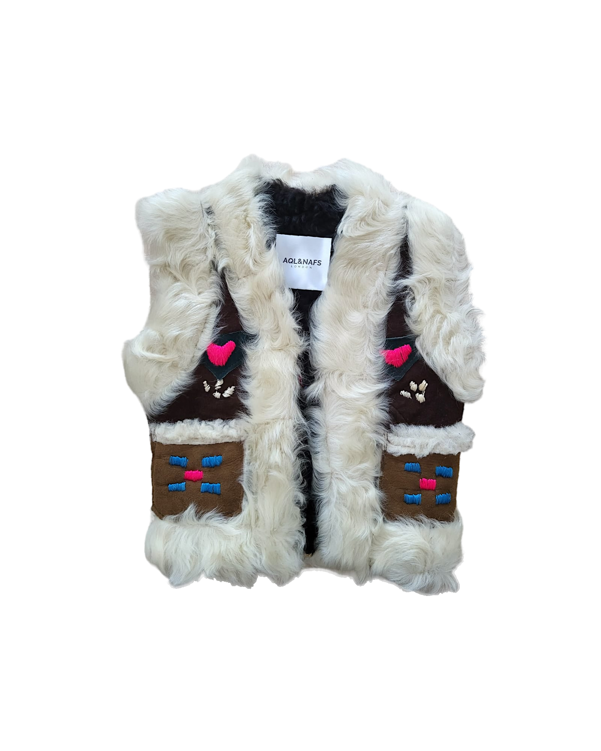 Mani kids Afghan vest by Aql&Nafs in natural lambskin and shearling