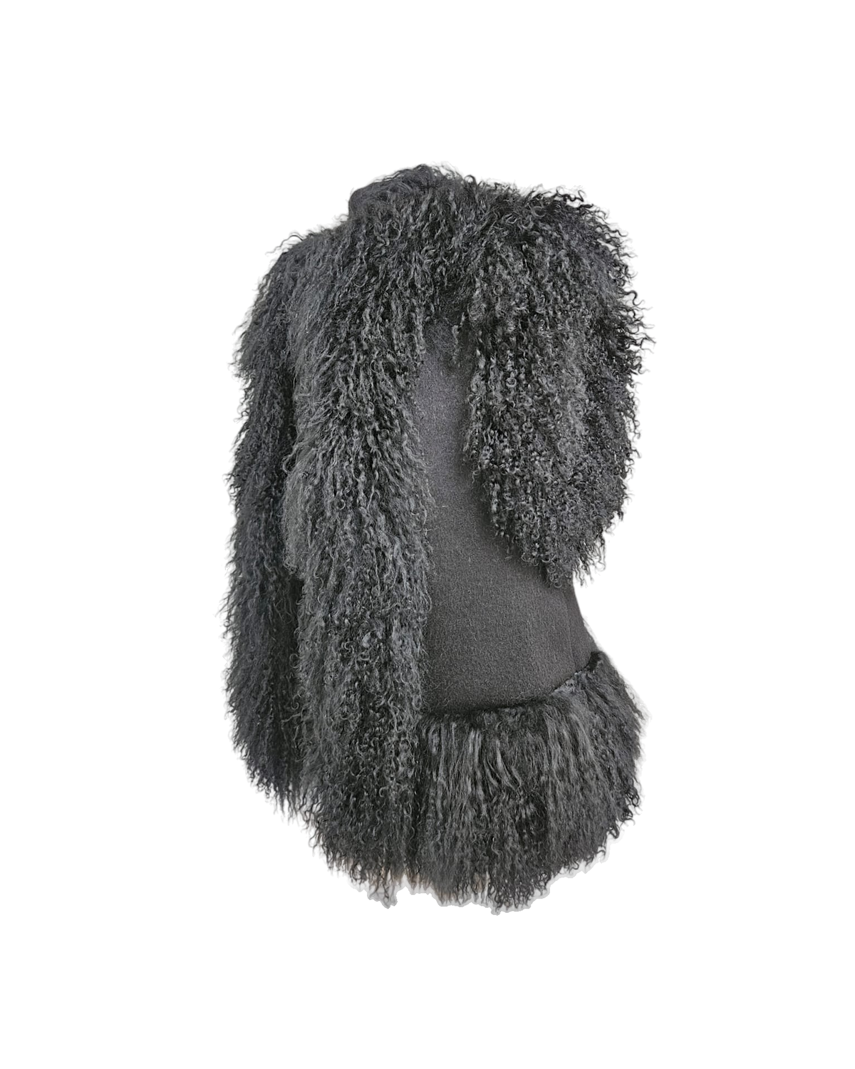 Noori vest by Aql&Nafs in natural cashmere-wool with shearling trim