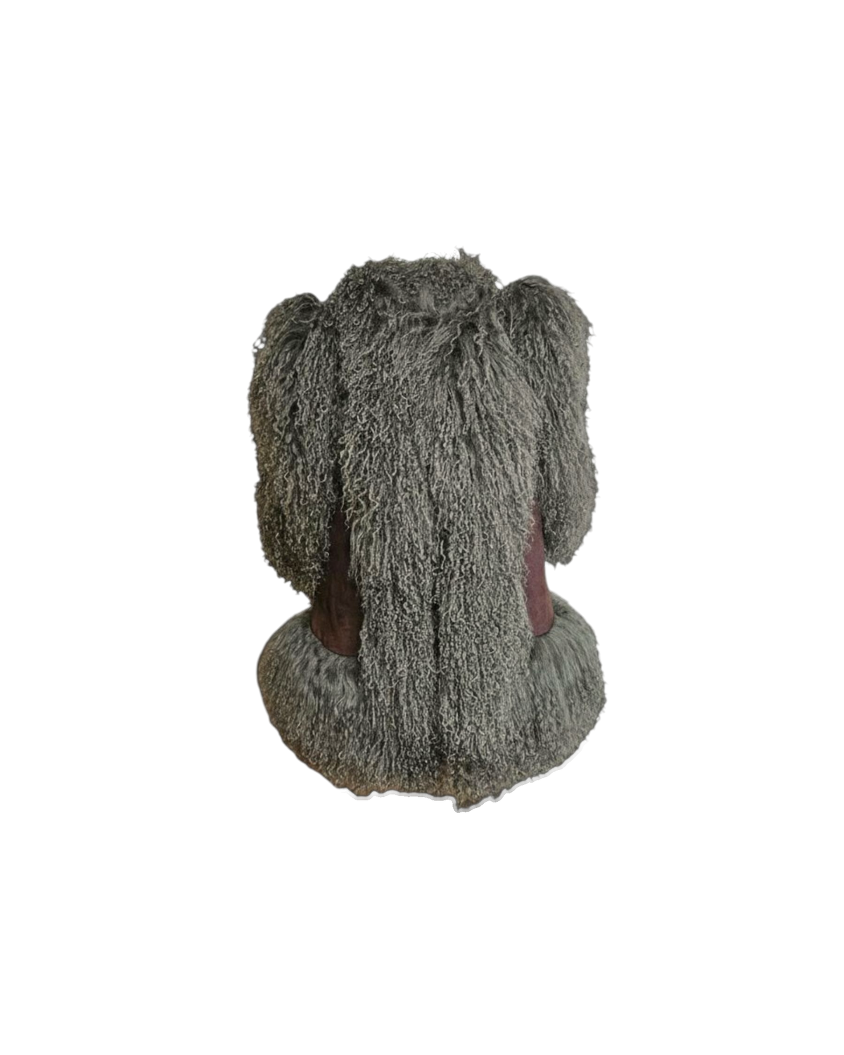 Mamuda suede vest by Aql&Nafs with long shearling trim