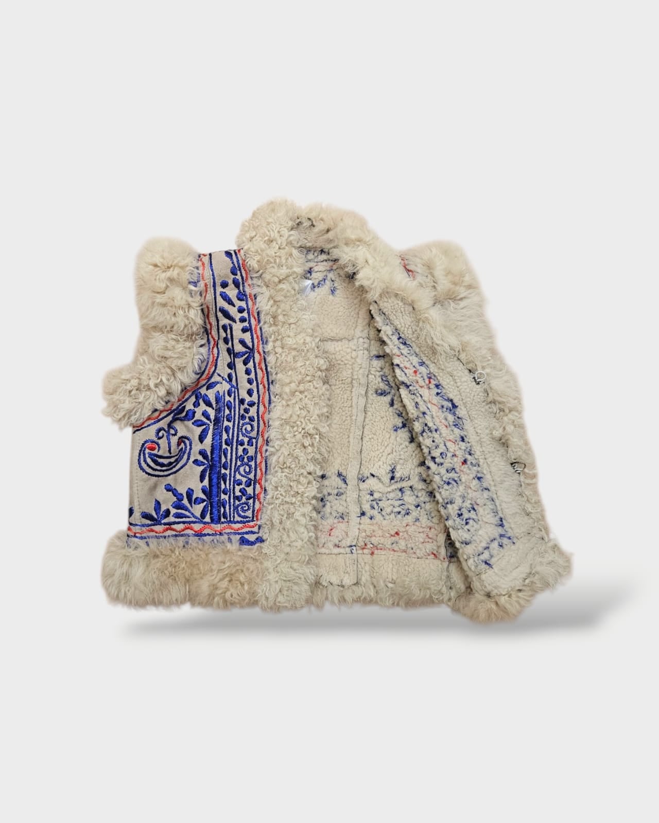 Nasrin Shearling Vest: Afghan Floral Embroidery | Aql&Nafs