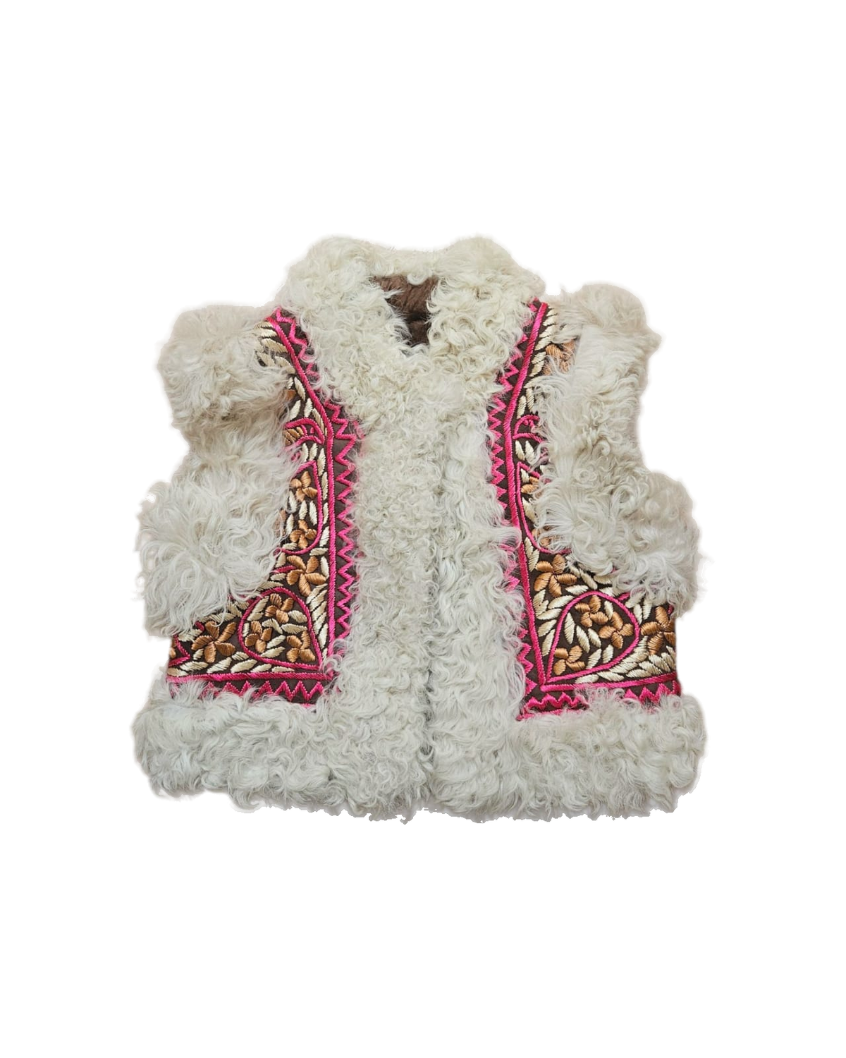 Parisa handmade Afghan vest by Aql&Nafs – hand embroidery, shearling