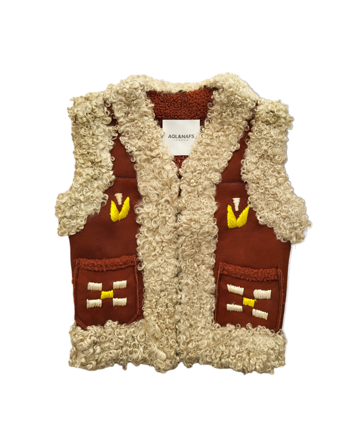 Issa kids Afghan vest by Aql&Nafs in natural leather and lambskin