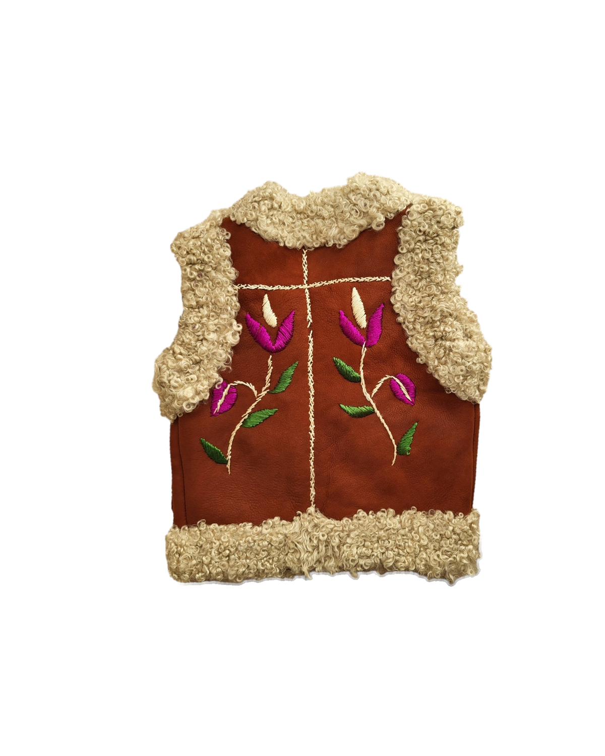 Nawal kids Afghan vest by Aql&Nafs in natural leather and lambskin
