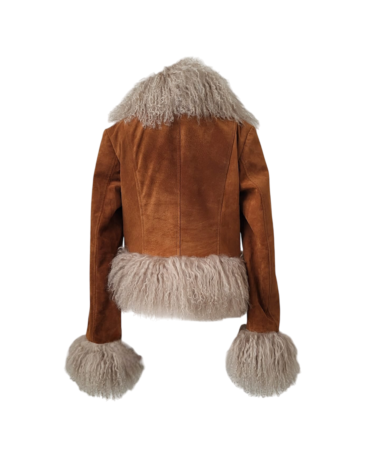 Cropped Shearling Jacket in Camel #Colour_Camel