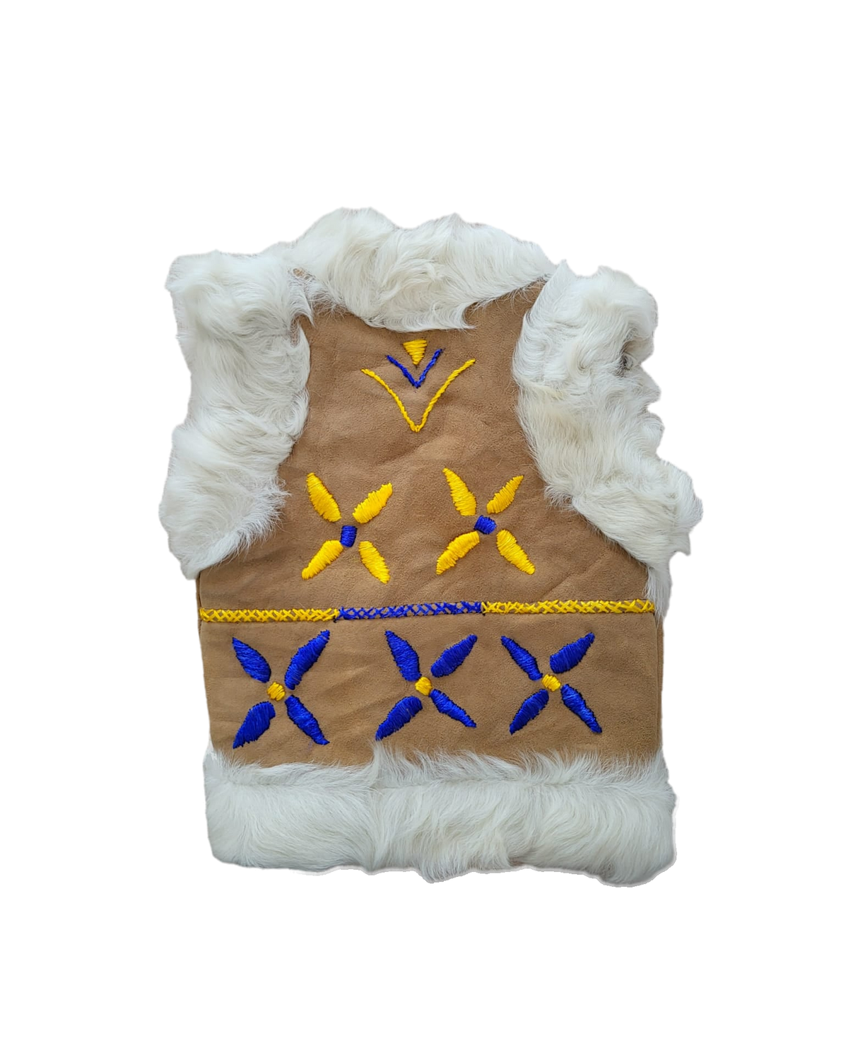 Aman kids Afghan vest by Aql&Nafs in natural lambskin and shearling