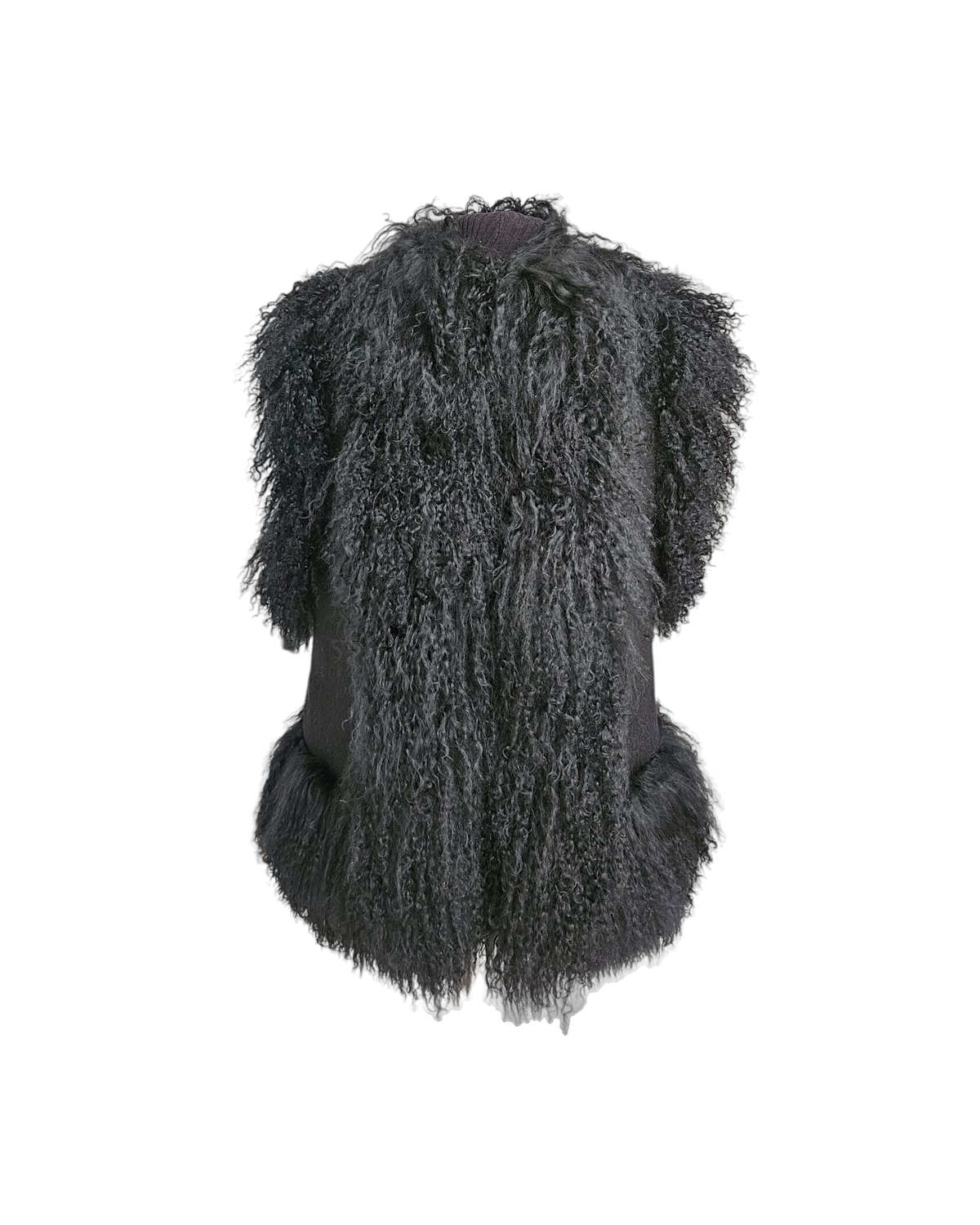 Noori vest by Aql&Nafs in natural cashmere-wool with shearling trim